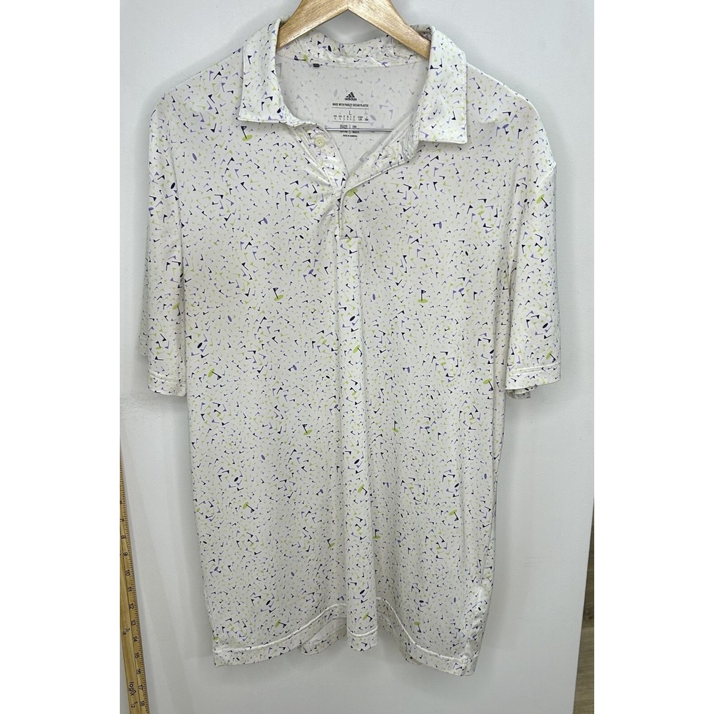 Adidas Golf Polo Flag All Over Pattern Stretch Performance Mens Large‎